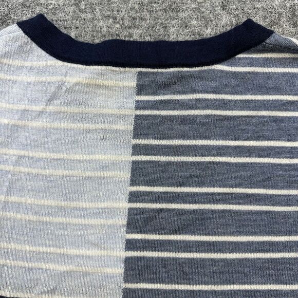 Autumn Cashmere Sweater Women XS Blue Stripe Patchwork Assymetrical Tee - Picture 7 of 13